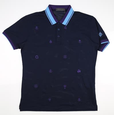 New W/ Logo Mens G-Fore Golf Polo Small S Navy Blue MSRP $145 G4MF21K46