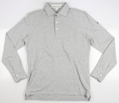 New W/ Logo Mens Holderness and Bourne The Johnson Long Sleeve Polo Small S Gray MSRP $125