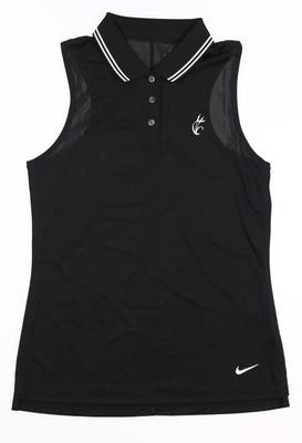 New W/ Logo Womens Nike Sleeveless Golf Polo X-Small XS Black MSRP $70 BV0223-010
