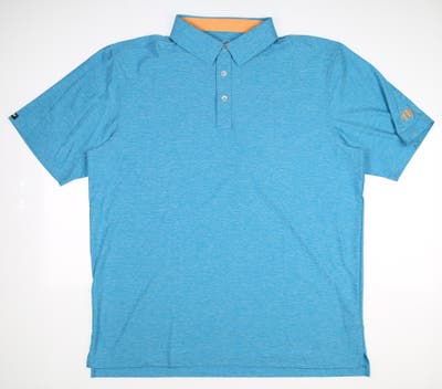 New W/ Logo Mens Straight Down Media Polo X-Large XL Blue MSRP $98 14740