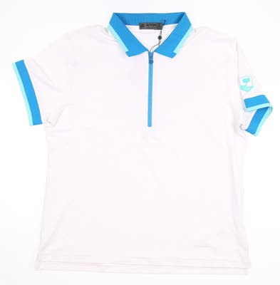 New W/ Logo Womens G-Fore Golf Polo Large L Snow MSRP $120 G4LS21K35