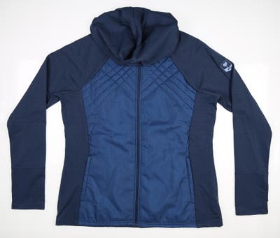 New W/ Logo Womens Adidas Hybrid Quilted Jacket X-Large XL Crew Navy MSRP $120 GR3638