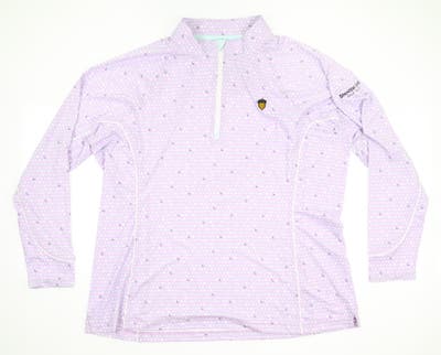 New W/ Logo Womens Peter Millar Golf 1/4 Zip Pullover X-Large XL Purple MSRP $99 LS21EK07