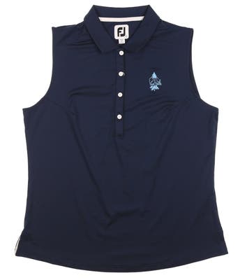 New W/ Logo Womens Footjoy Sleeveless Golf Polo Large L Navy Blue MSRP $76