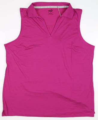 New Womens Puma Sleeveless Golf Polo Medium M Fuchsia Purple MSRP $50