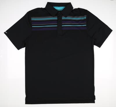New W/ Logo Mens Straight Down Golf Polo Large L Black MSRP $94