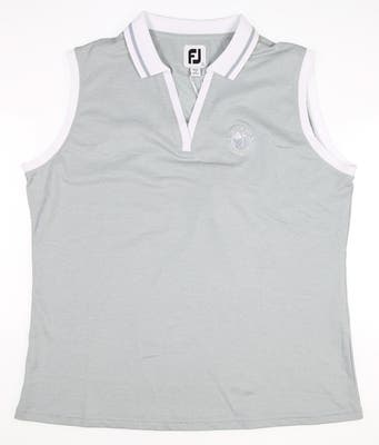 New W/ Logo Womens Footjoy Stretch Pique Sleeveless Polo Large L Gray MSRP $65 27486