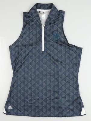New W/ Logo Womens Adidas Golf Sleeveless Polo Small S Navy Blue MSRP $60 GL6753