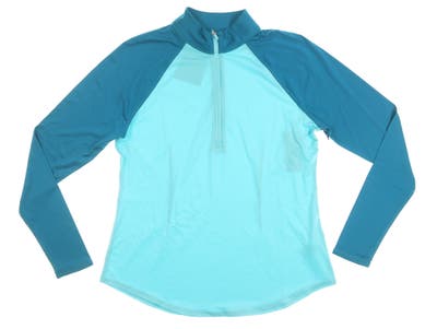 New Womens Jo Fit Colorblock U Mock 1/4 Zip Pullover Medium M Blue MSRP $84 UT0021-CRT