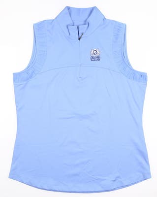 New W/ Logo Womens EP NY Sleeveless Golf Polo Large L Blue MSRP $69 5339NCC
