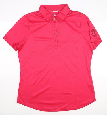 New W/ Logo Womens Cutter & Buck Golf Polo Large L Red MSRP $70 LCK08682