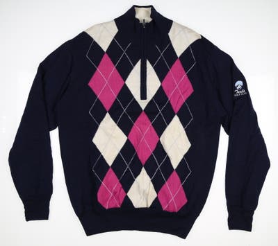 New W/ Logo Mens Footjoy 1/2 Zip Golf Sweater Medium M Navy Blue MSRP $160 M100-M