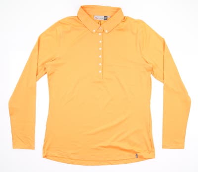 New Womens KJUS Scotscraig Long Sleeve Polo X-Large XL Orange MSRP $129 LG60-906