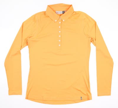 New Womens KJUS Scotscraig Long Sleeve Polo Medium M Orange MSRP $129 LG60-906