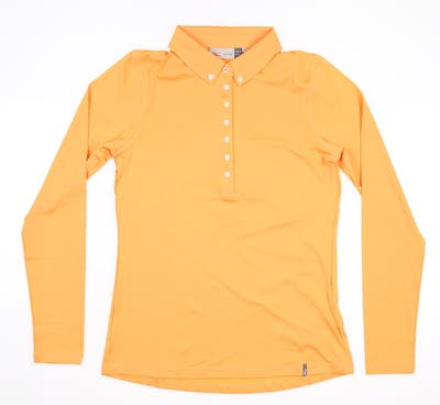 New Womens KJUS Scotscraig Long Sleeve Polo Small S Orange MSRP $129 LG60-906
