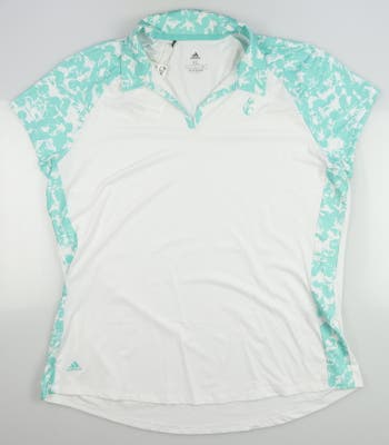 New W/ Logo Womens Adidas Golf Polo Large L White MSRP $65 GQ2419