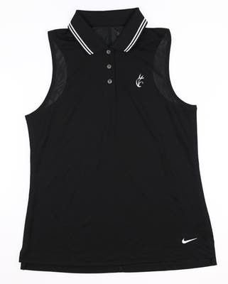 New W/ Logo Womens Nike Sleeveless Golf Polo Small S Black MSRP $70 BV0223-010