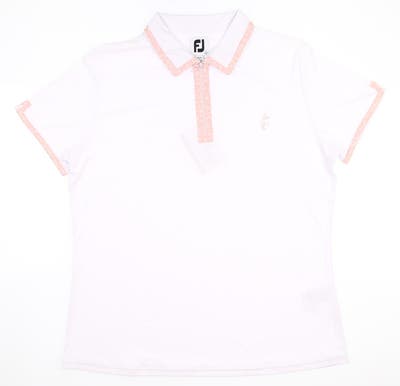 New W/ Logo Womens Footjoy Golf Polo Large L White MSRP $85 27492