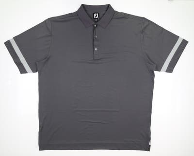 New Mens Footjoy Stetch Pique Sleeve Band Solid Knit Collar Polo X-Large XL Gray MSRP $75 26365