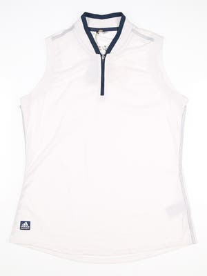 New Womens Adidas Golf Sleeveless Polo Medium M White MSRP $60 HB2737