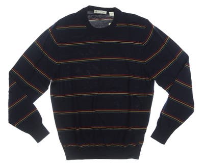 New Mens DONALD ROSS Italian Merino Wool Sweater Medium M Navy Blue MSRP $195 DR565LS