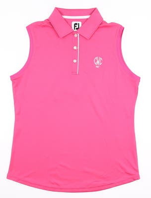 New W/ Logo Womens Footjoy Solid Interlock Sleeveless Polo Medium M Pink MSRP $65 27074
