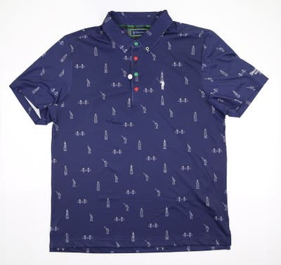 New W/ Logo Mens William Murray Golf Polo Large L Navy Blue MSRP $90