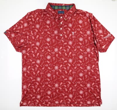 New W/ Logo Mens William Murray Golf Polo XX-Large XXL Red MSRP $90
