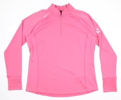 New W/ Logo Womens Ralph Lauren RLX Golf 1/4 Zip Pullover Large L Pink MSRP $128