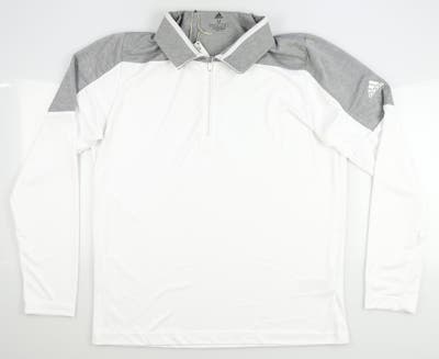 New Mens Adidas Golf 1/4 Zip Pullover Medium M White MSRP $65 GH7055