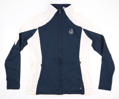New W/ Logo Womens Galvin Green Golf Jacket Large L Blue MSRP $180 Y7002