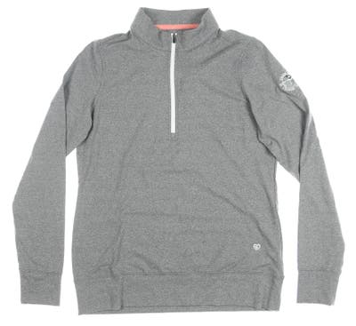 New W/ Logo Womens Straight Down Golf 1/4 Zip Pullover Large L Gray MSRP $110 W60303