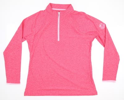 New W/ Logo Womens Peter Millar Golf 1/4 Zip Pullover Large L Pink MSRP $115 LF21EK42MLG