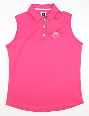 New W/ Logo Womens Footjoy Solid Interlock Sleeveless Polo Large L Pink MSRP $75 27074