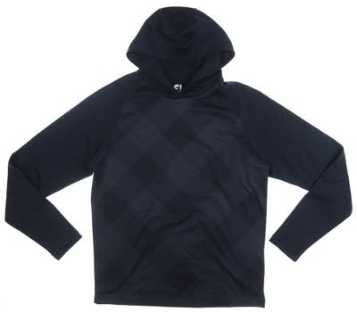 New Mens Footjoy Tonal Plaid Fleece Sweatshirt Small S Navy Blue MSRP $115 25229