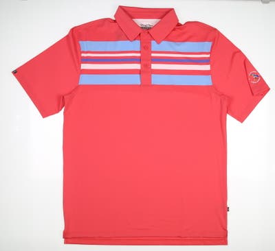 New W/ Logo Mens Straight Down Golf Polo X-Large XL Red MSRP $94