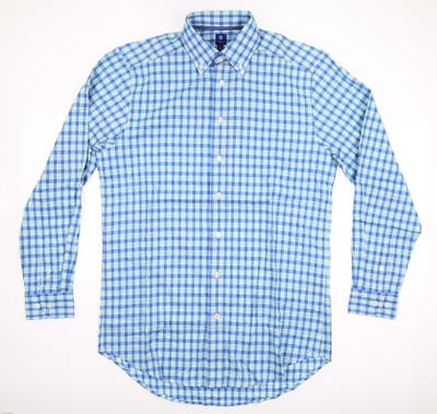 New Mens Footjoy 1857 Easy Check Lightweight Woven Button Up Small S Multi (Pale Agate) MSRP $145 26466