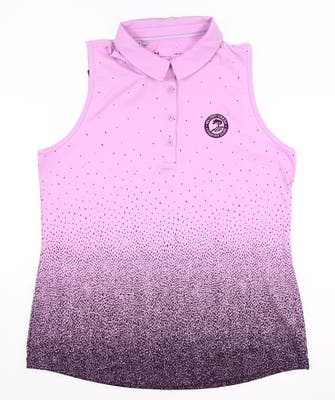 New W/ Logo Womens Under Armour Zinger Sleeveless Polo Large L Pacific Purple MSRP $75