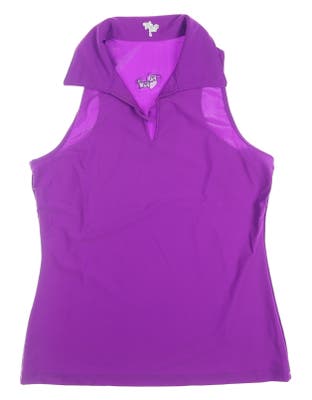 New Womens TZU TZU Quinn Ultraviolet Top Sleeveless Polo Large L Purple MSRP $89