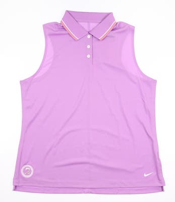 New W/ Logo Womens Nike Golf Victory Sleeveless Polo Large L Purple MSRP $50