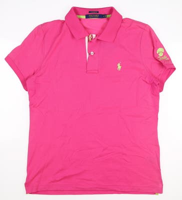 New W/ Logo Womens Ralph Lauren Golf Polo Large L Pink MSRP $99