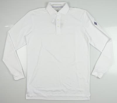 New W/ Logo Mens Holderness and Bourne The Abbot Long Sleeve Polo Small S White MSRP $110