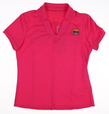 New W/ Logo Womens Lucky In Love Golf Polo Large L Pink MSRP $60 GT29-645