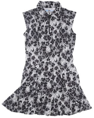 New Womens IBKUL Sleeveless Polo Dress Small S Le Leopard Black/Grey MSRP $126 50752