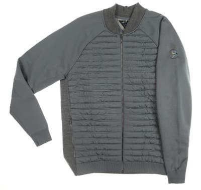 New W/ Logo Mens Adidas Quilted Hybrid Jacket Large L Gray MSRP $225 EJ6240