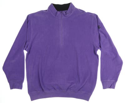 New W/ Logo Mens DONALD ROSS 1/4 Zip Pullover Large L Purple MSRP $150 DR230LS-215