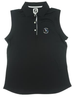 New W/ Logo Womens Footjoy Interlock Sleeveless Polo Large L Black MSRP $65 27073