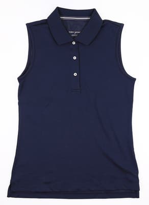 New Womens Tory Sport Tech Pique Sleeveless Polo Small S Navy Blue MSRP $118