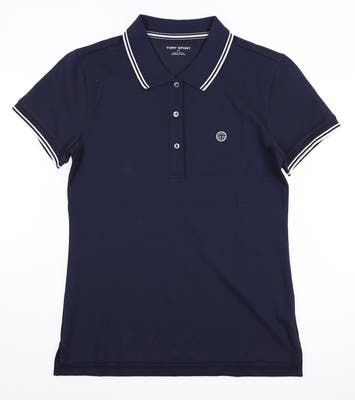 New Womens Tory Sport Performance Pique Polo Small S Navy Blue MSRP $105