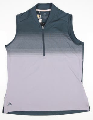 New Womens Adidas Golf Sleeveless Polo Large L Legacy Blue MSRP $60 FT2729